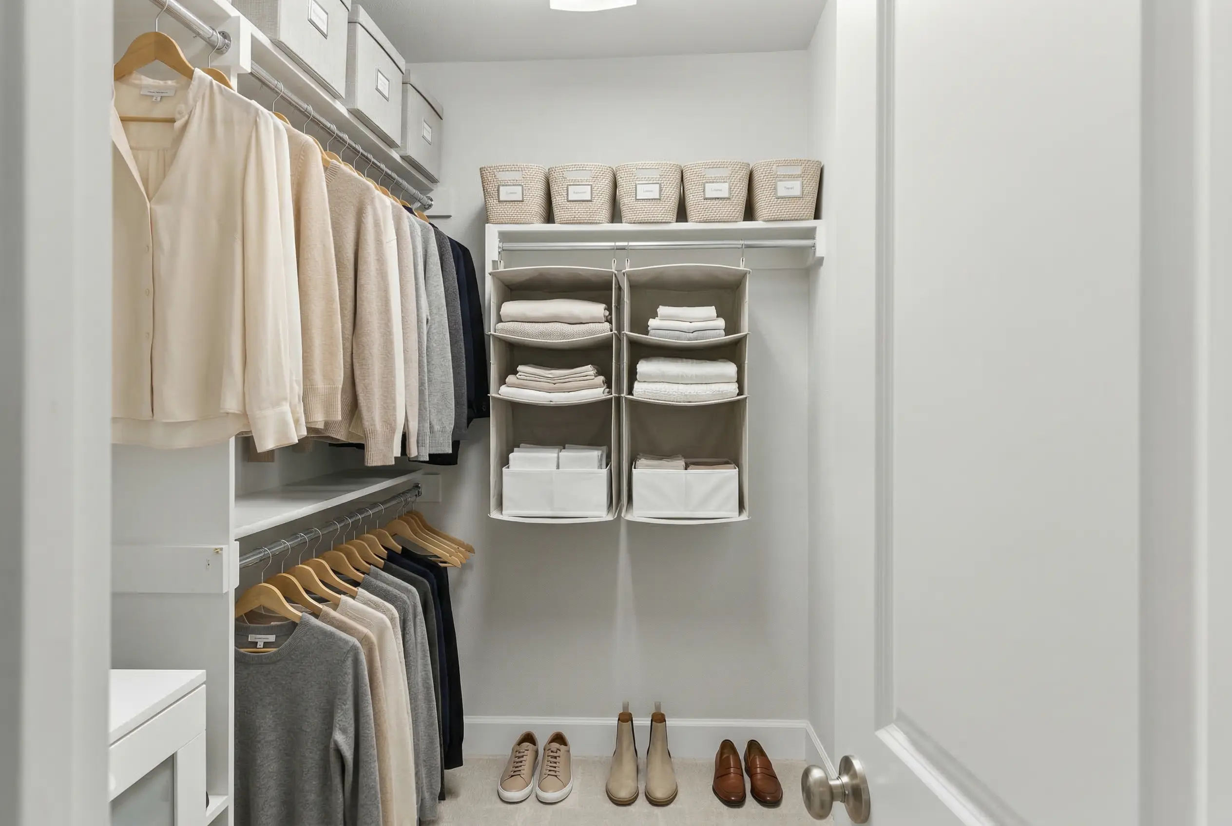 Walk-in closet with custom organization system