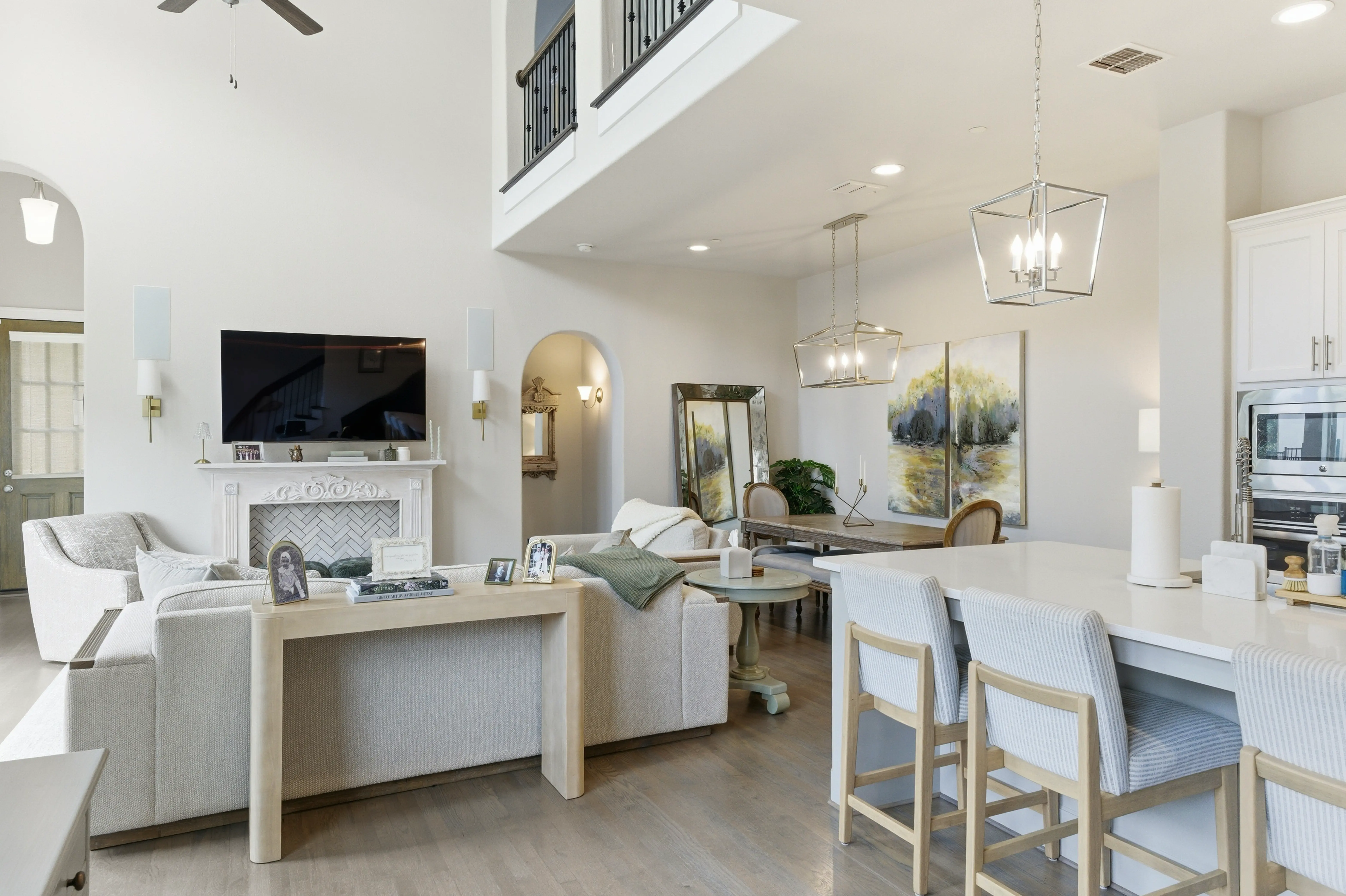 Panoramic view of main floor open concept layout